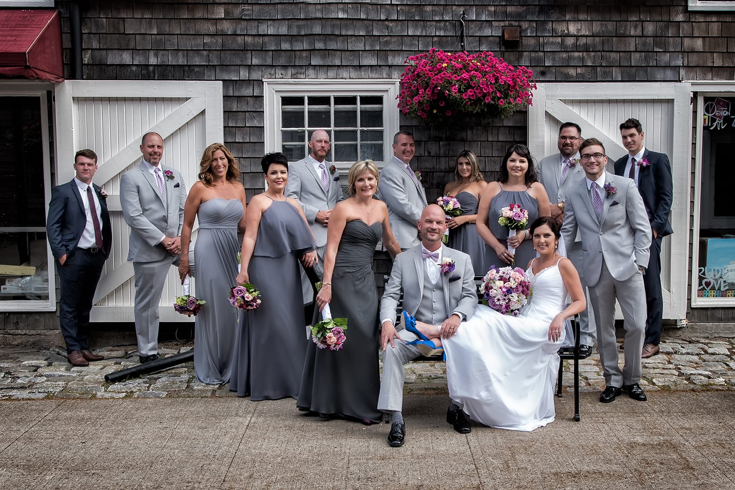 A bride, groom and their wedding party photos at the Historic Properties in Halifax NS.