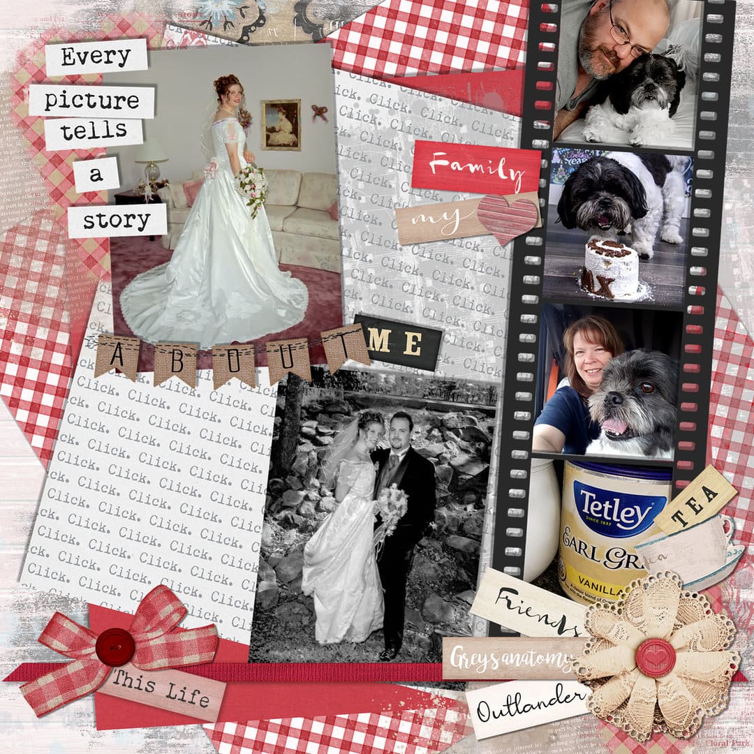 An about me scrapbook page for Sandra Adamson Studios ,a Halifax Wedding Photographer.