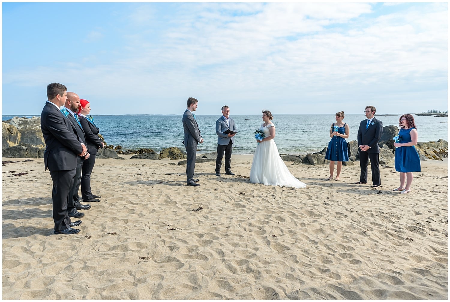 A beach wedding ceremony on the ocean in Green Bay NS.
