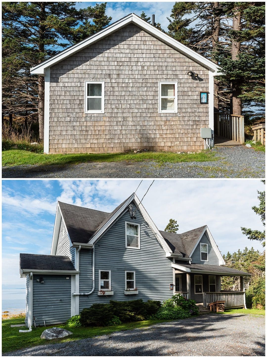 The two cabins the bride and groom stay in during their wedding day at the Oceanstone Resort in NS.