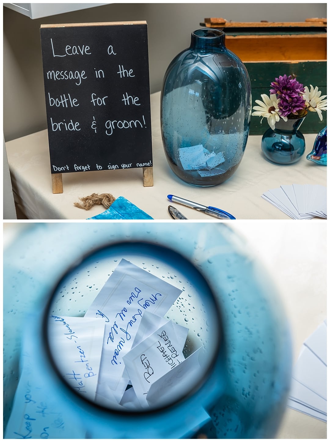 A great way to get your guests involved in our wedding day, get them to leave you well wishes in a glass bottle.
