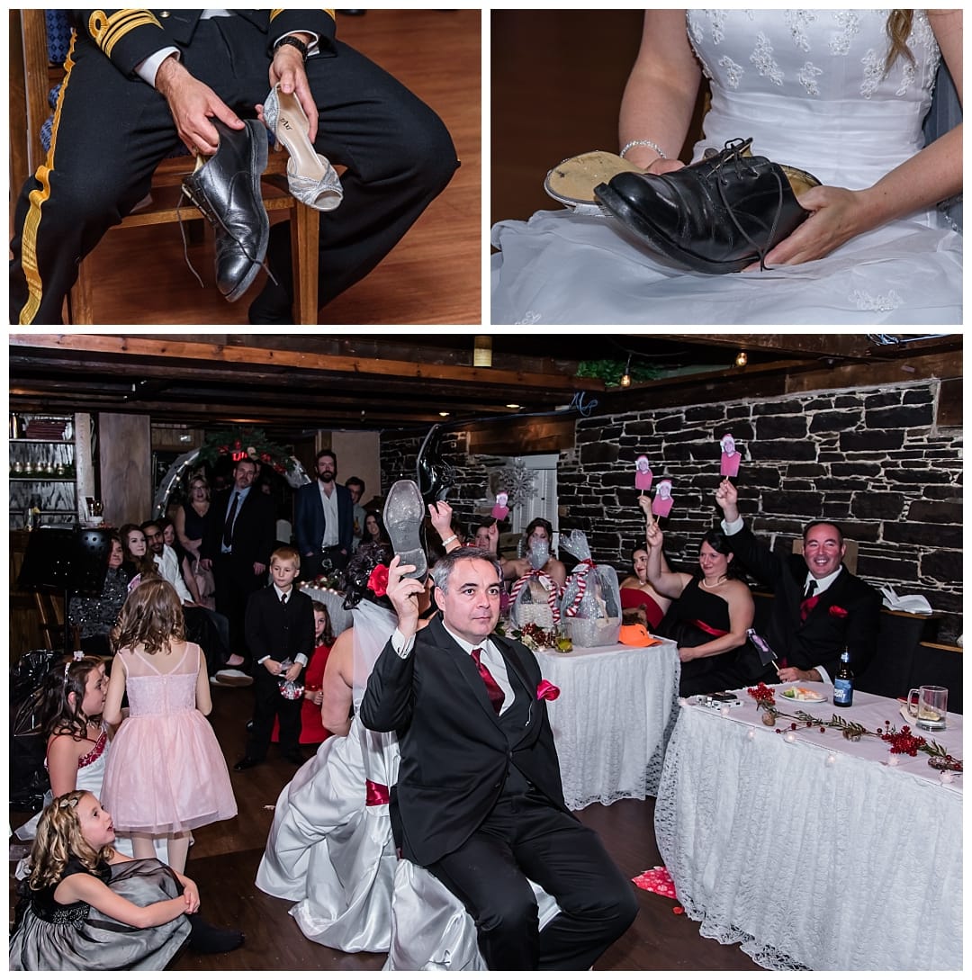 The shoe game played with the guests involved at a wedding at the Lower Deck Taproom.