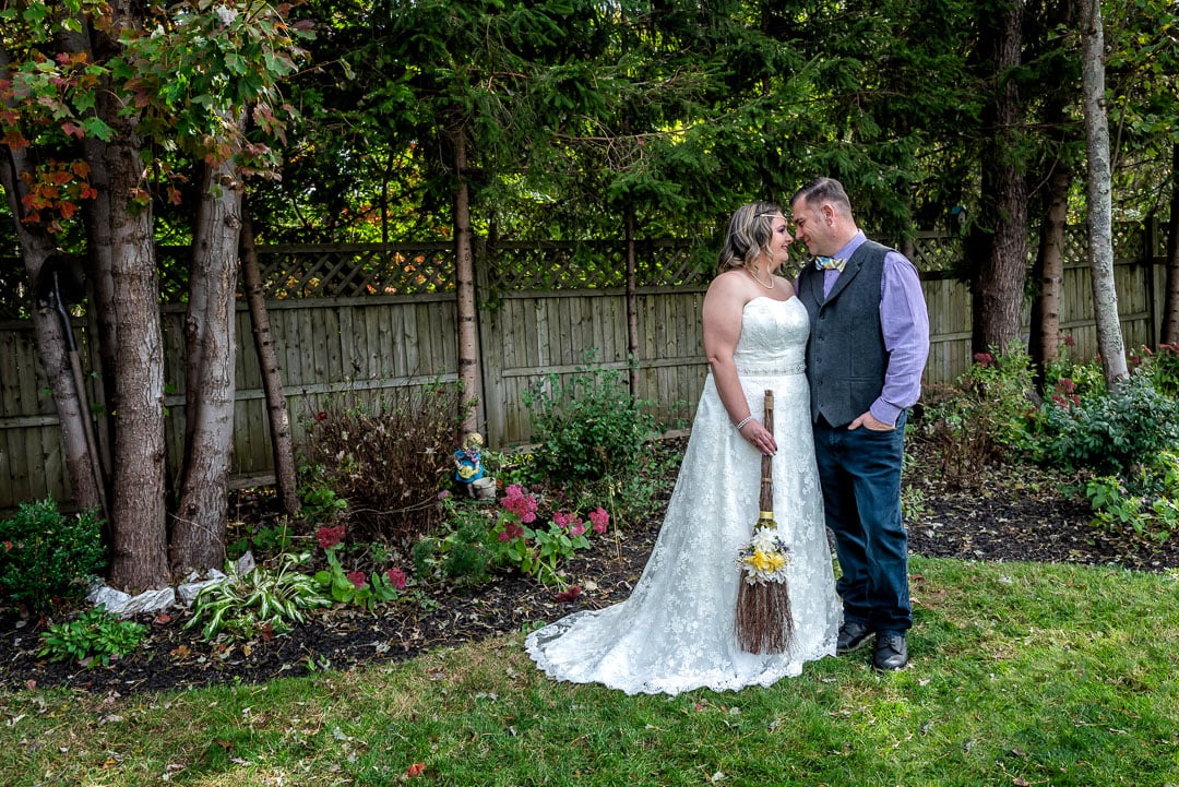 The backyard wedding with a jump the broom accessory in Halifax NS.