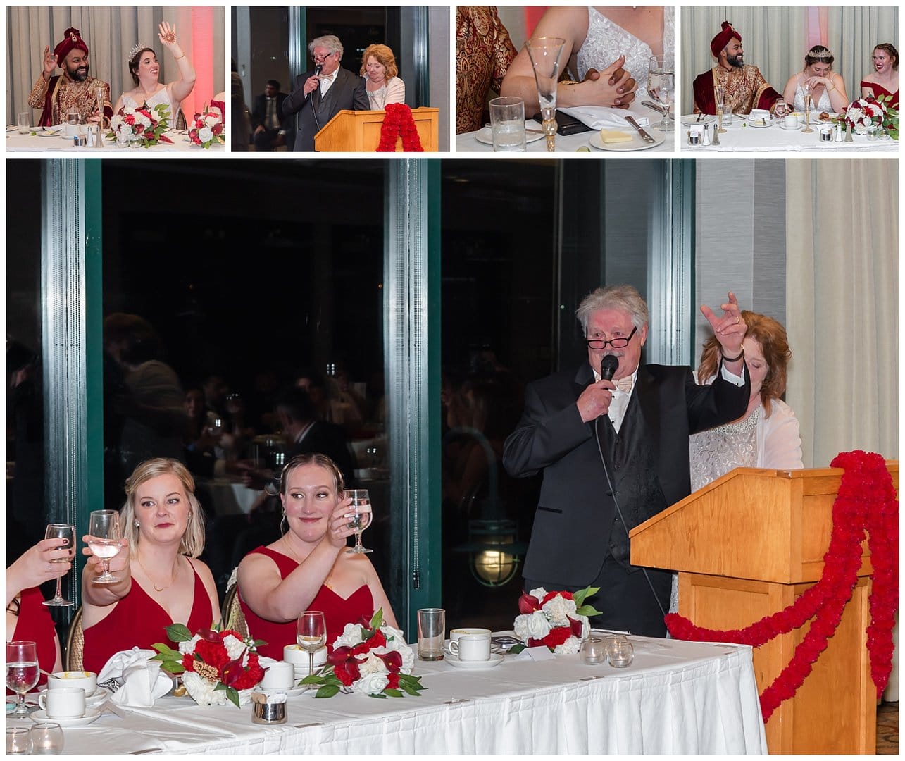 The bride's parents give their speech during the wedding reception at the Halifax Marriott Harbourfront Hotel.