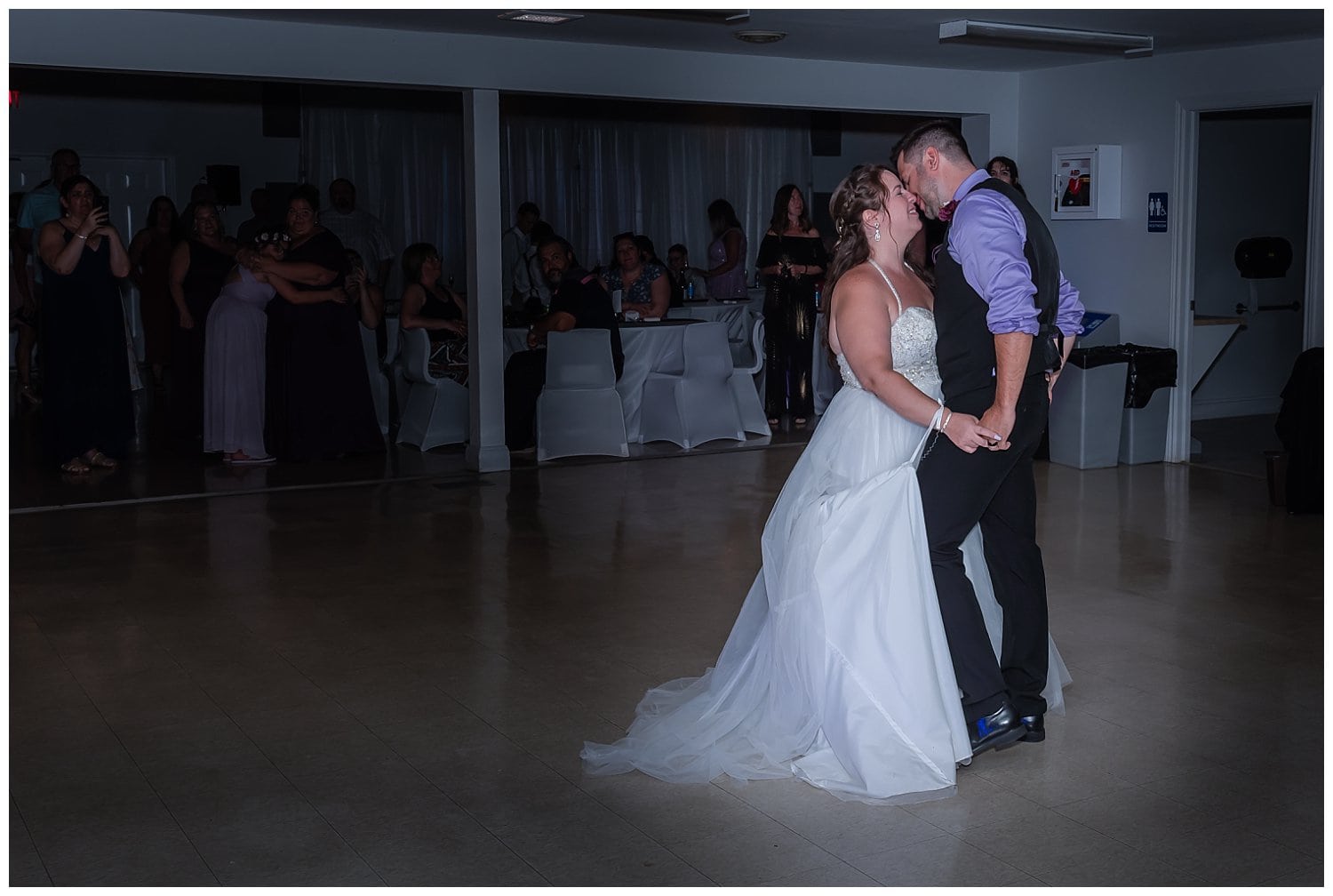 The bride and groom have their first dance at the Sackville Lions Club during their wedding reception.