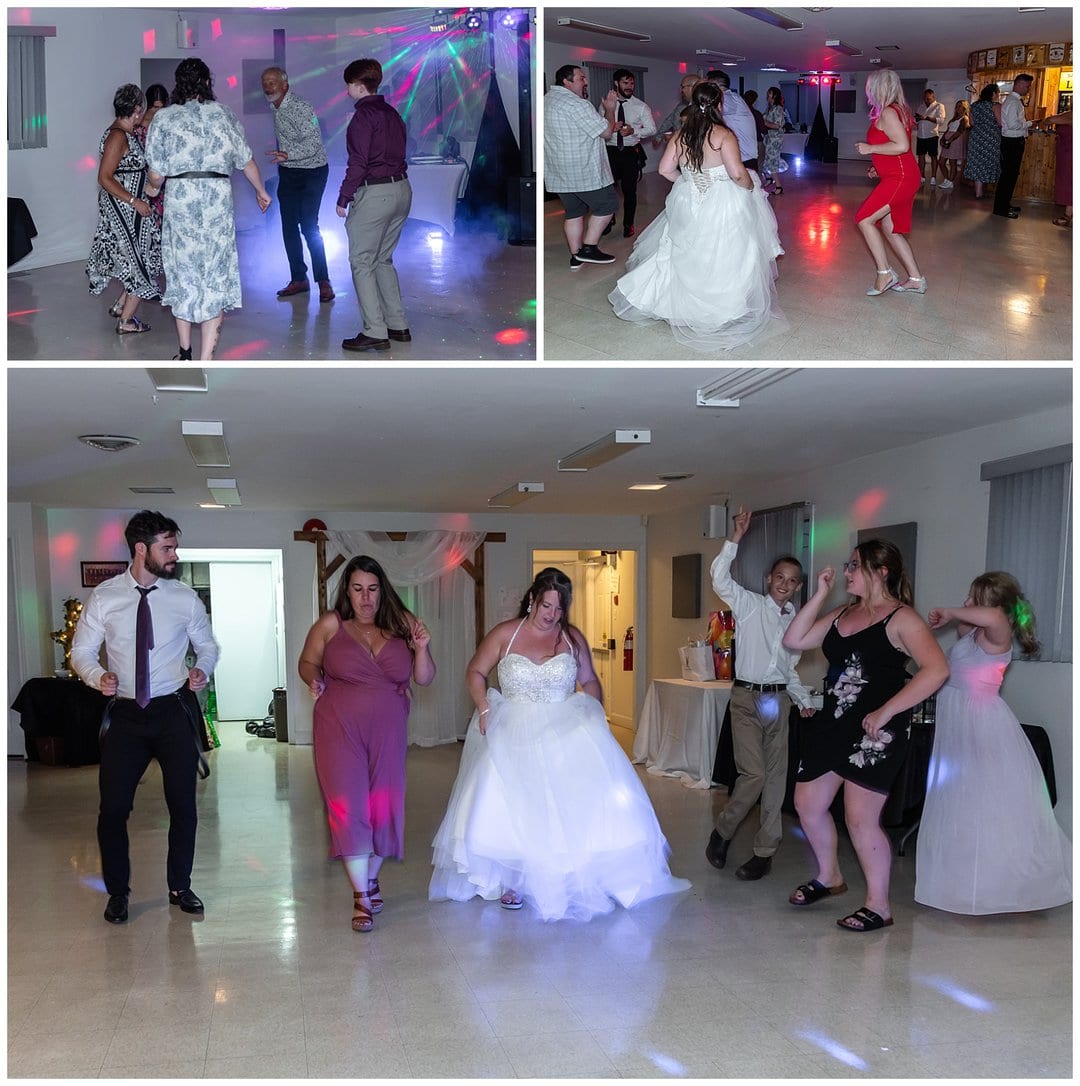 The bride dances with her guests during her wedding reception at the Sackville Lions Club in NS.