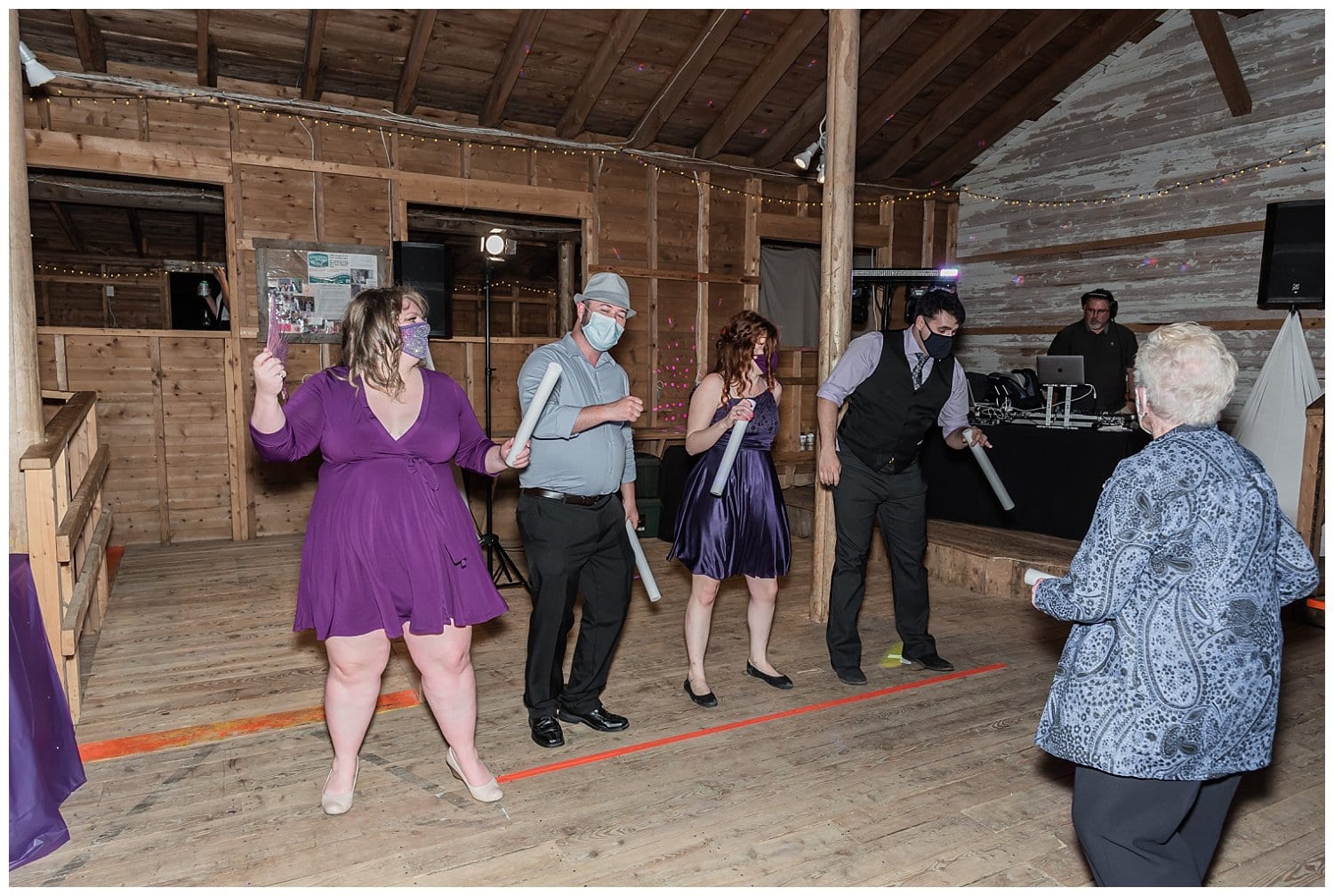 The DJ keeps the crowd dancing during a wedding reception at the Hubbard's Barn in NS.