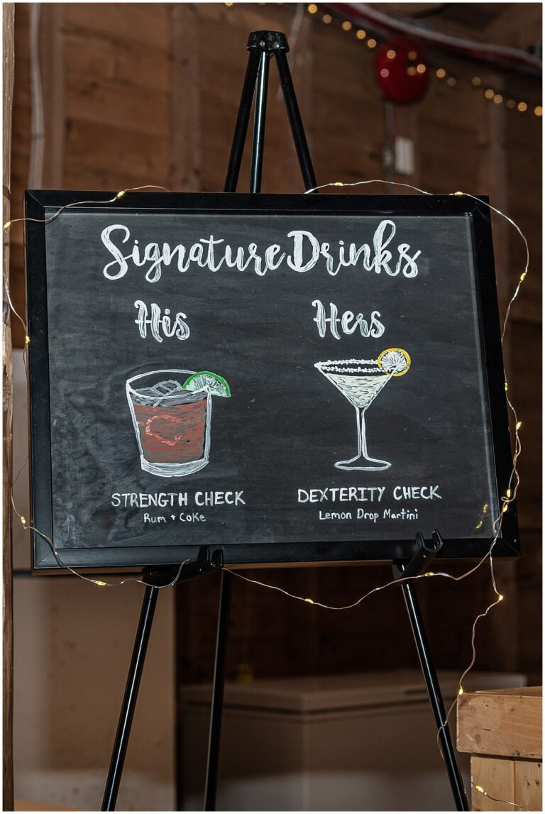 A Signature drinks mobile tap bar sign.