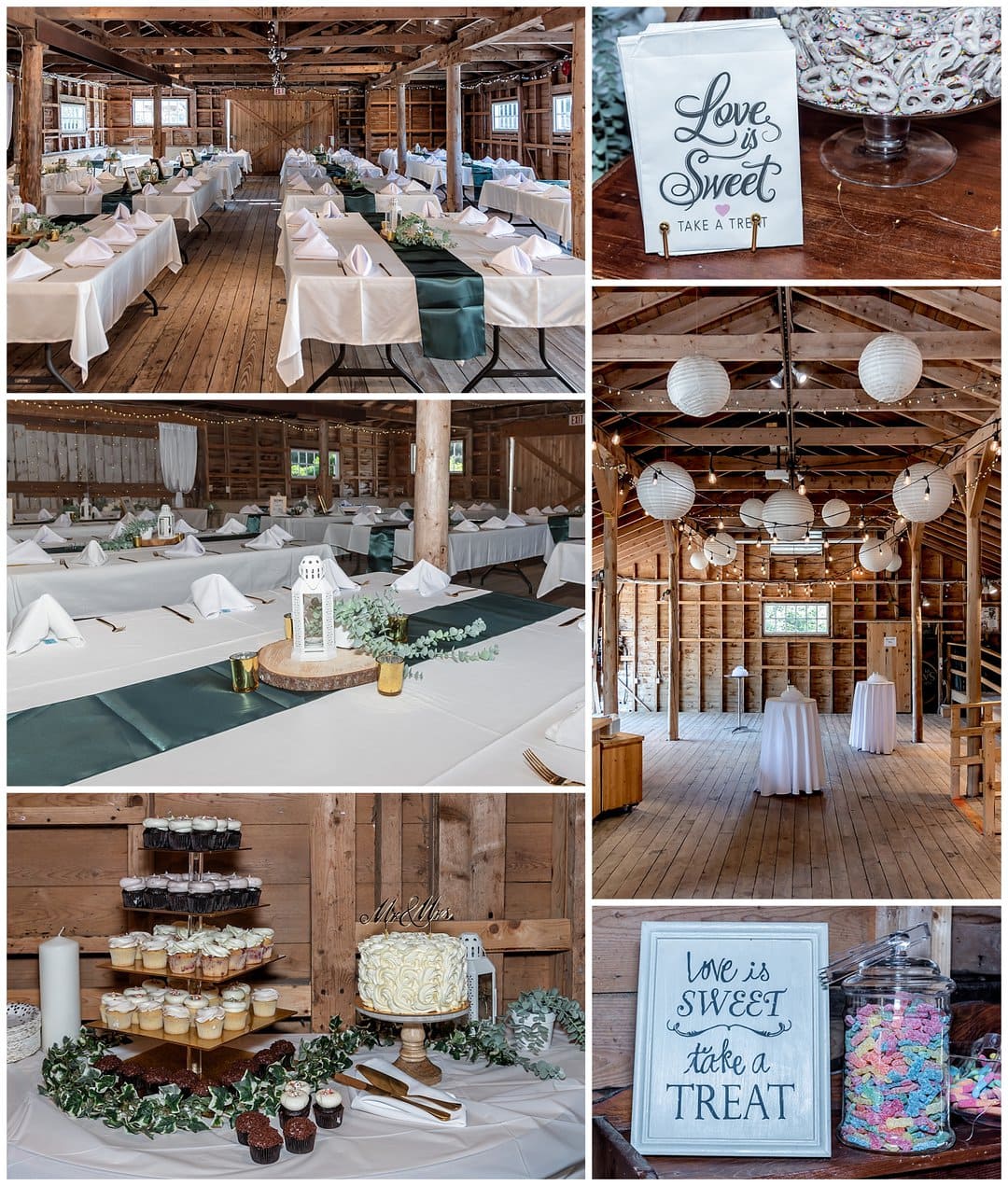 A wedding reception set up at the Hubbards Barn in Nova Scotia.